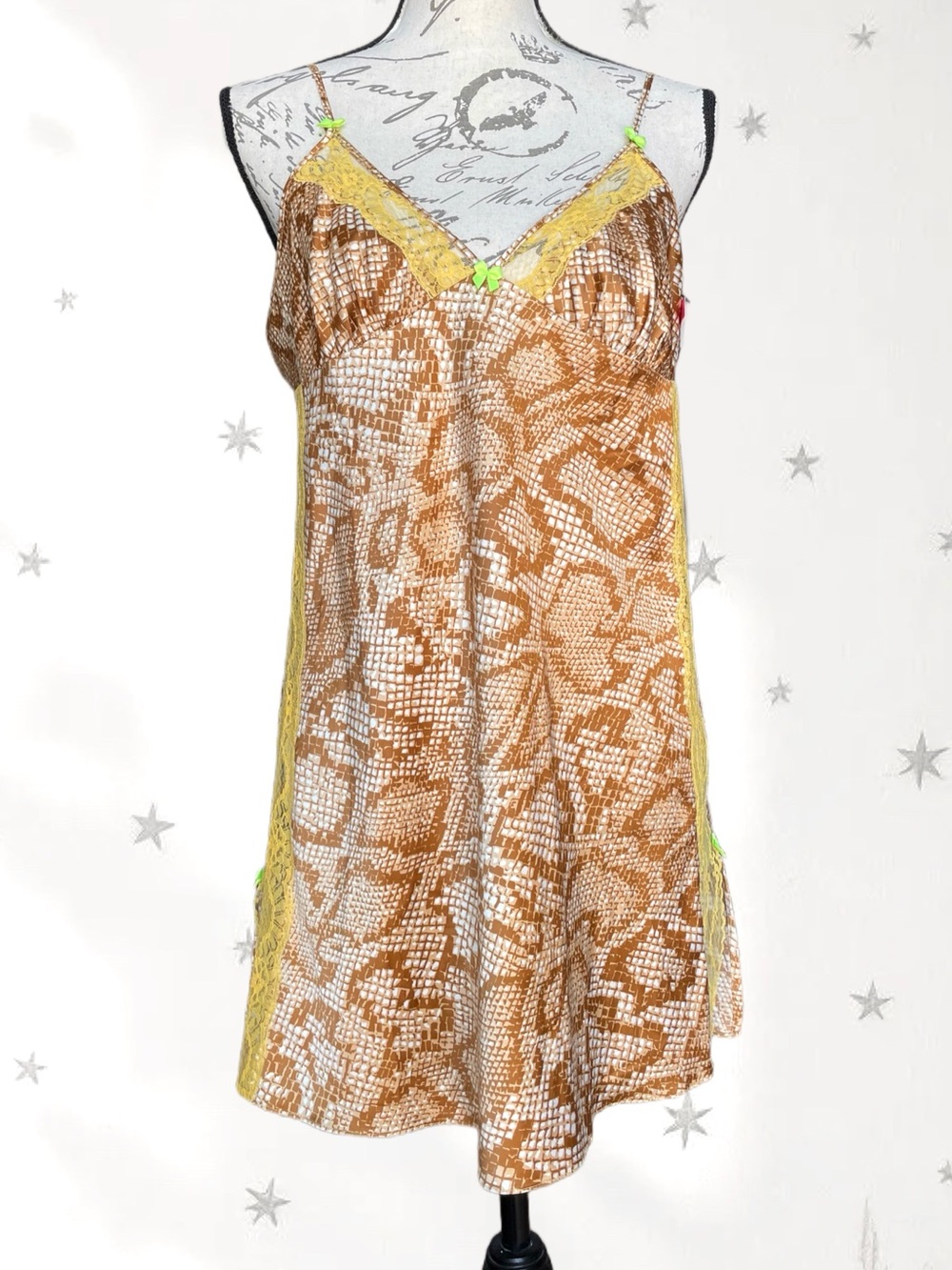 Betsey Johnson RARE Y2K Snake Print Slip Dress NWT Euphoria Jules Inspired - L